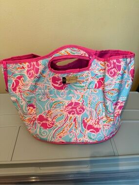 Lilly Pulitzer Pink, Turquoise & Coral Swirl Tote